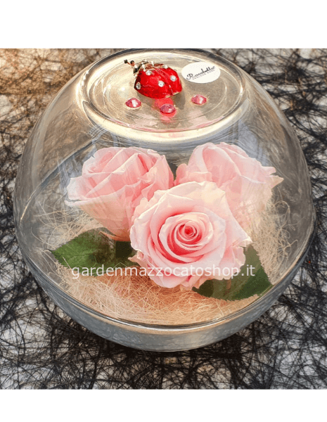 Sfera Vetro MAXI con rose stabilizzate e Swarovski » Fiorista a Feltre per  acquisto online e consegna domicilio di fiori e piante a Feltre.
