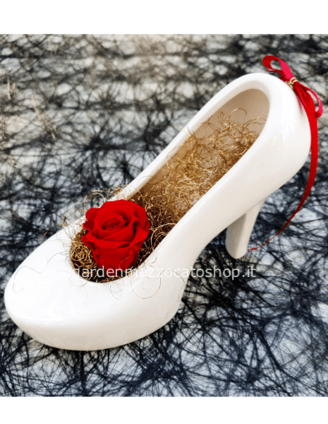 Rosa stabilizzata con scarpetta in ceramica